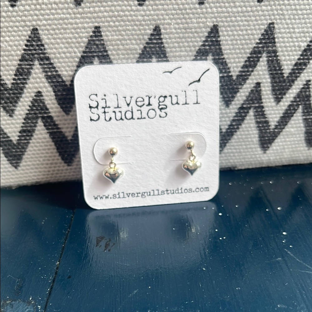 Silver Heart Stud Earrings by